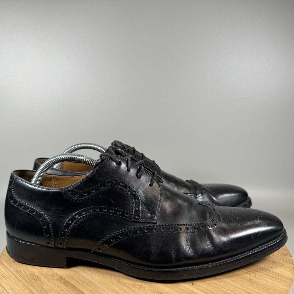 Magnanni Sergio Oxfords Mens 10.5 M Black Leather Wingtip Brouge‎ Dress Shoes